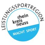 Logo der Leistungssportregion Rhein-Kreis Neuss mit den Worten „Macht Sport“ in einem halbkreisförmigen Design.